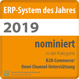 ERP-System des Jahres 2019 -Siegel nominiert für B2B-Commerce / Omnichannel-Unterstützung