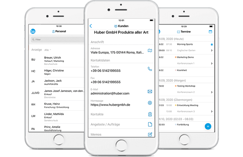 beMobile App Anwendungsoberflächen auf dem IOS IPhone